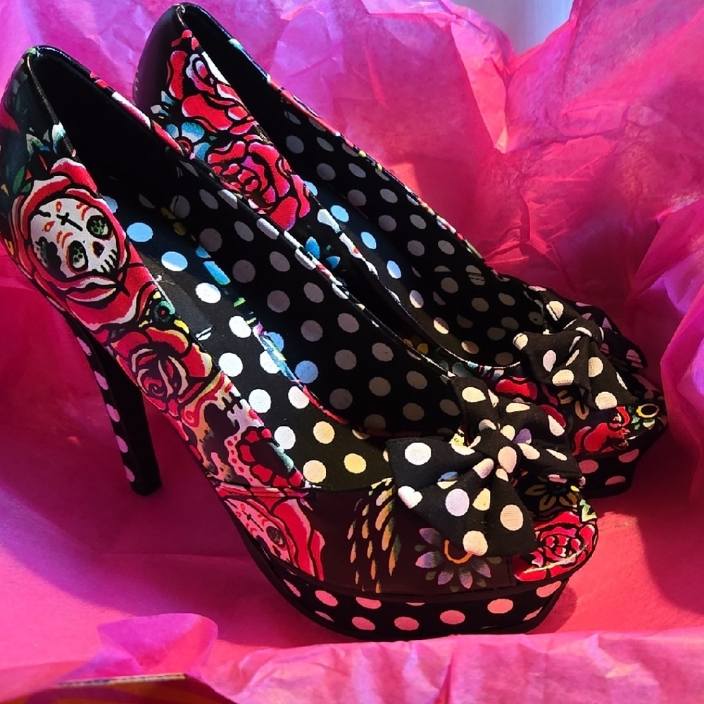 Floral Polka Dot Women's Heels